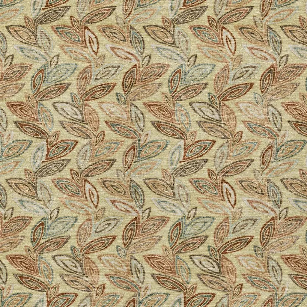 10' X 14' Wheat And Gold Botanical Leaves Washable Indoor Outdoor Area Rug Homeroots Outdoor