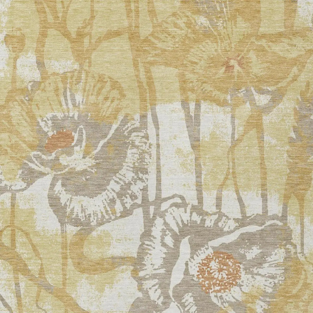 10' X 14' Wheat And Gold Floral Washable Indoor Outdoor Area Rug Homeroots Outdoor