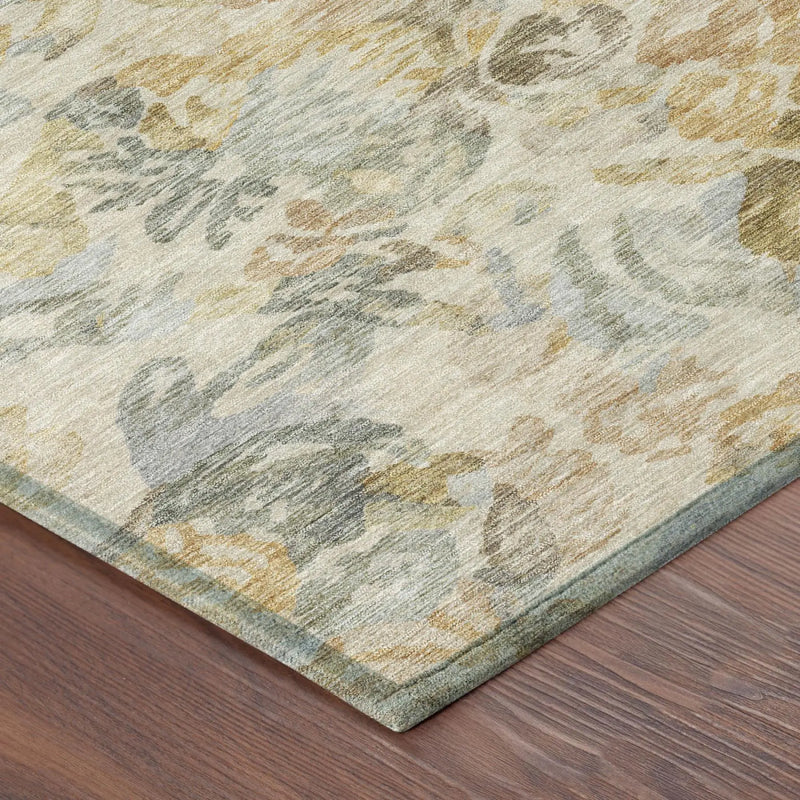 10' X 14' Wheat And Gold Floral Washable Indoor Outdoor Area Rug Homeroots Outdoor
