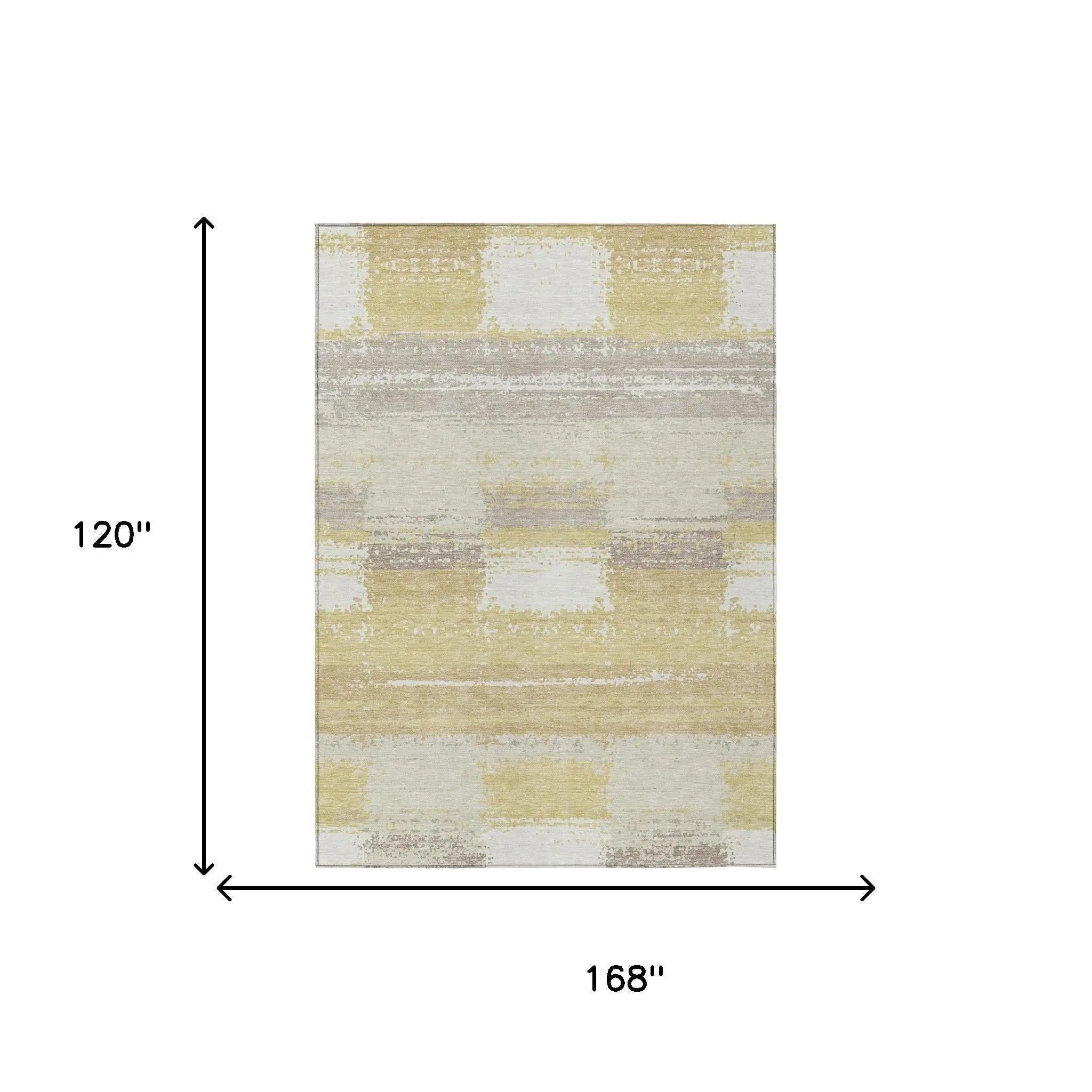 10' X 14' Wheat And Gold Geometric Washable Indoor Outdoor Area Rug Homeroots Outdoor