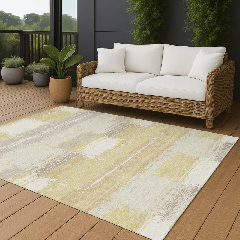 10' X 14' Wheat And Gold Geometric Washable Indoor Outdoor Area Rug Homeroots Outdoor