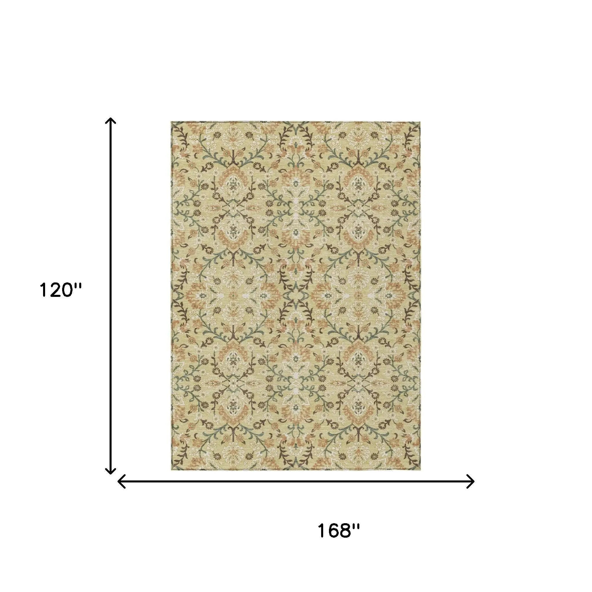 10' X 14' Wheat And Gold Geometric Washable Indoor Outdoor Area Rug Homeroots Outdoor