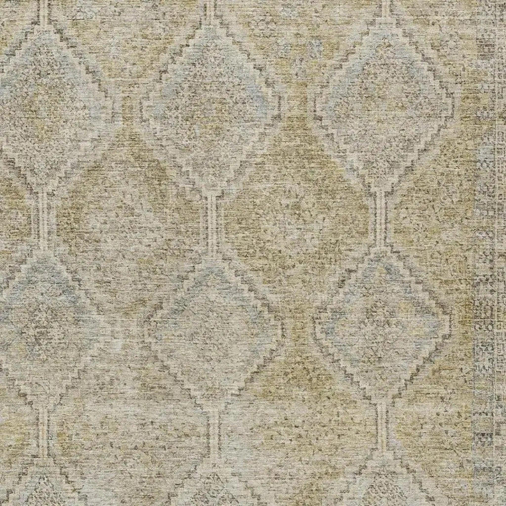 10' X 14' Wheat And Gold Geometric Washable Indoor Outdoor Area Rug Homeroots Outdoor