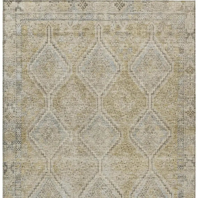 10' X 14' Wheat And Gold Geometric Washable Indoor Outdoor Area Rug Homeroots Outdoor