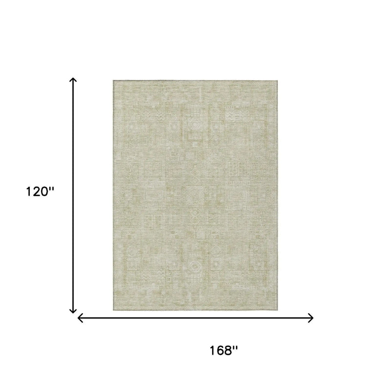 10' X 14' Wheat And Gold Oriental Washable Indoor Outdoor Area Rug Homeroots Outdoor