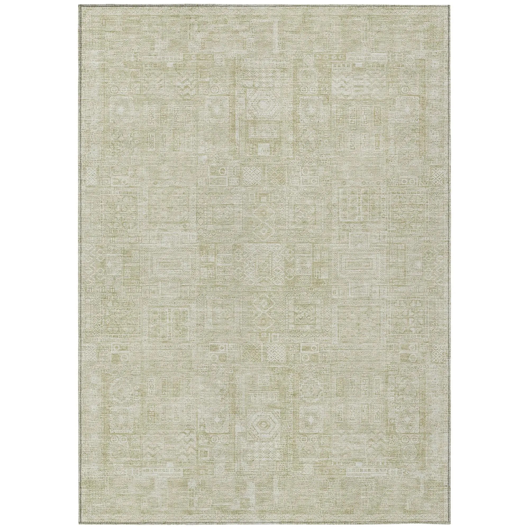 10' X 14' Wheat And Gold Oriental Washable Indoor Outdoor Area Rug Homeroots Outdoor