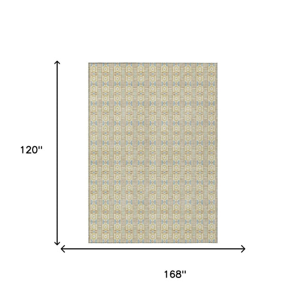 10' X 14' Wheat And Gold Striped Washable Indoor Outdoor Area Rug Homeroots Outdoor