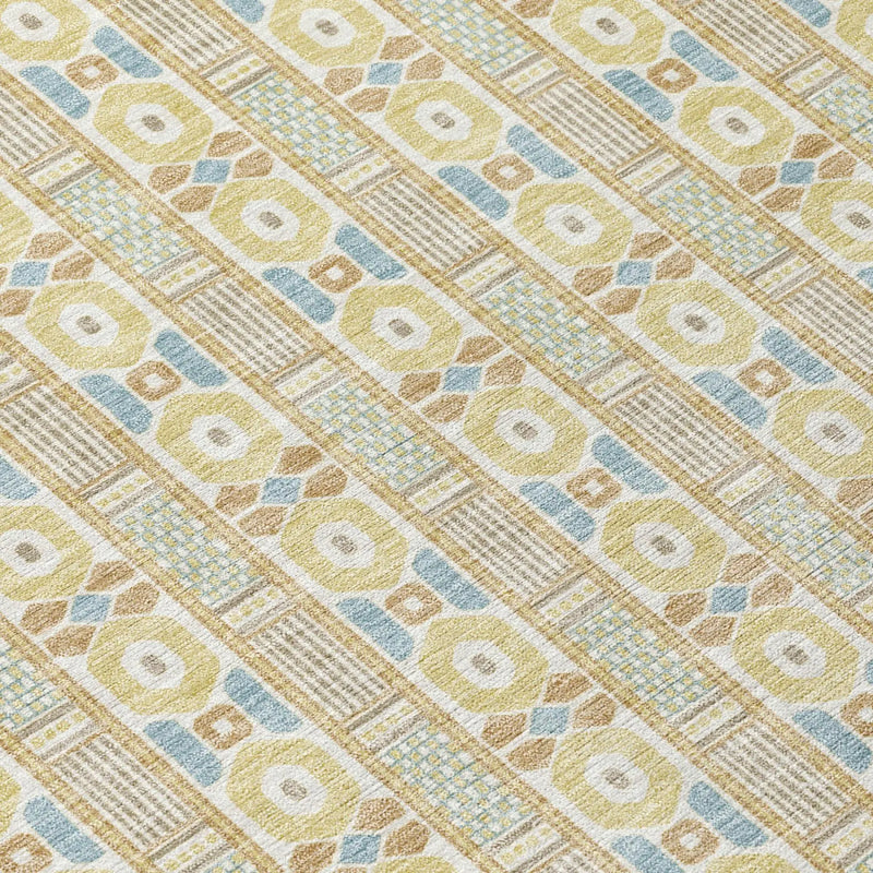 10' X 14' Wheat And Gold Striped Washable Indoor Outdoor Area Rug Homeroots Outdoor