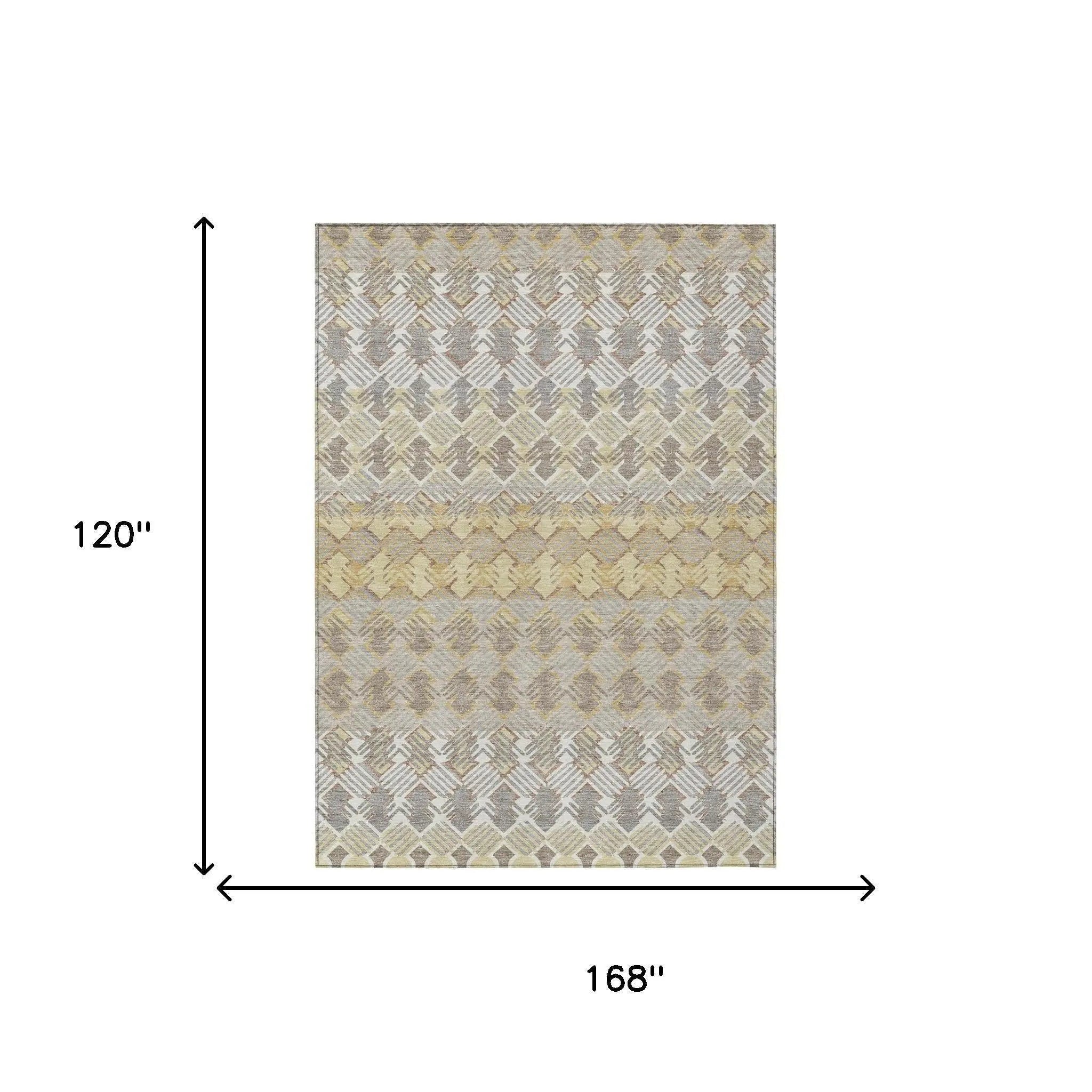 10' X 14' Wheat And Gold Striped Washable Indoor Outdoor Area Rug Homeroots Outdoor