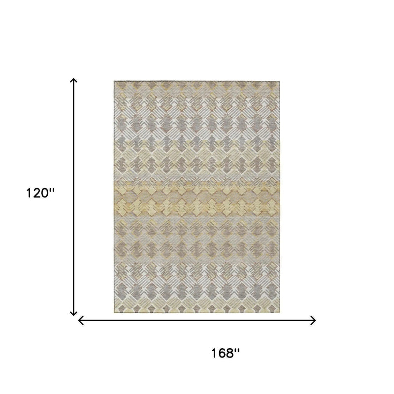 10' X 14' Wheat And Gold Striped Washable Indoor Outdoor Area Rug Homeroots Outdoor