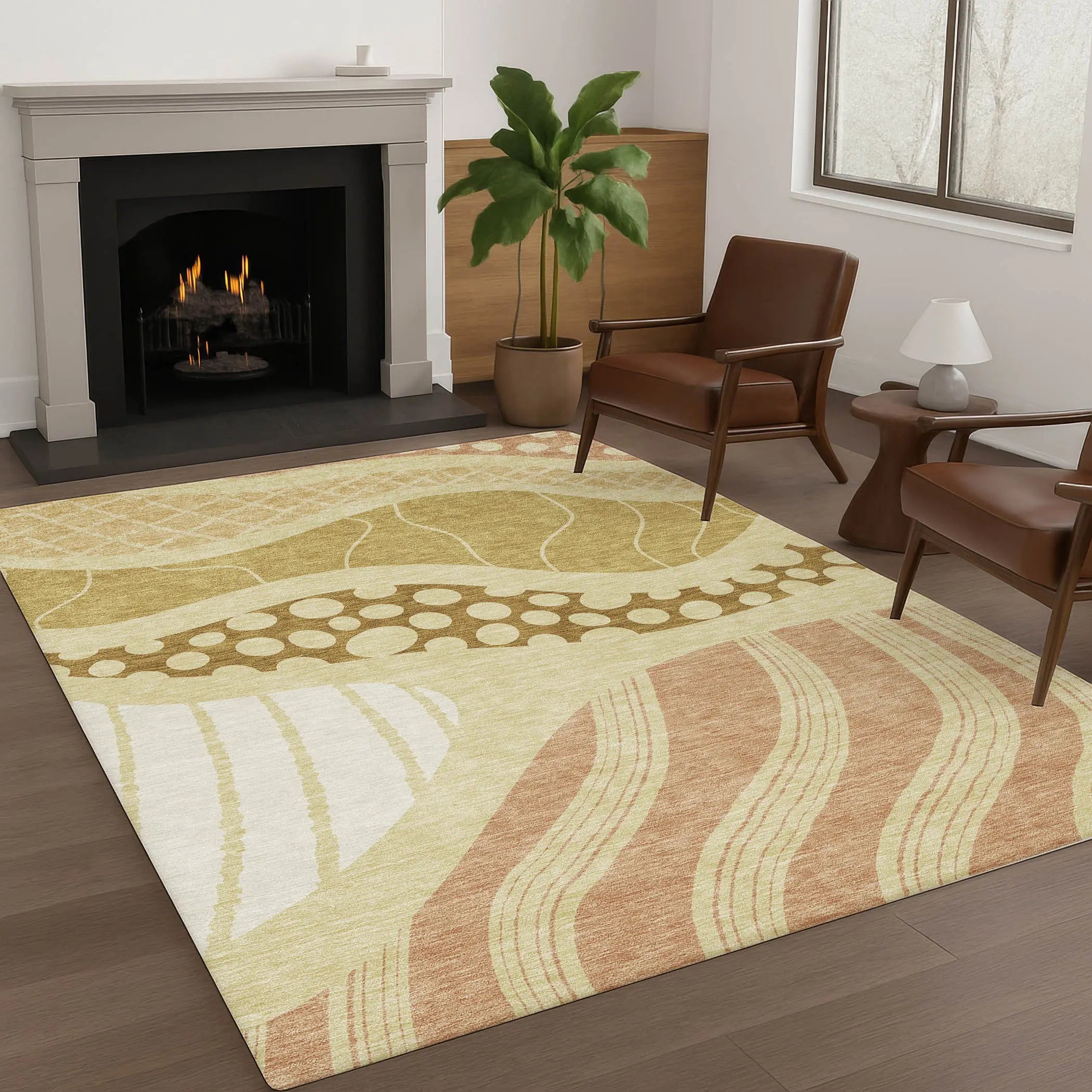 10' X 14' Wheat And Graphite Abstract Washable Indoor Outdoor Area Rug Homeroots Outdoor