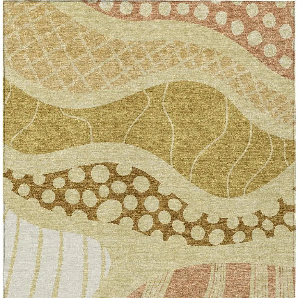 10' X 14' Wheat And Graphite Abstract Washable Indoor Outdoor Area Rug Homeroots Outdoor