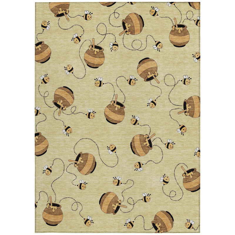 10' X 14' Wheat And Ivory Geometric Washable Indoor Outdoor Area Rug Homeroots Outdoor