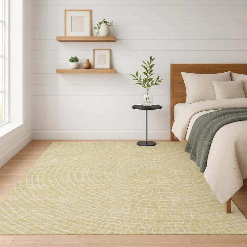 10' X 14' Wheat And Ivory Geometric Washable Indoor Outdoor Area Rug Homeroots Outdoor