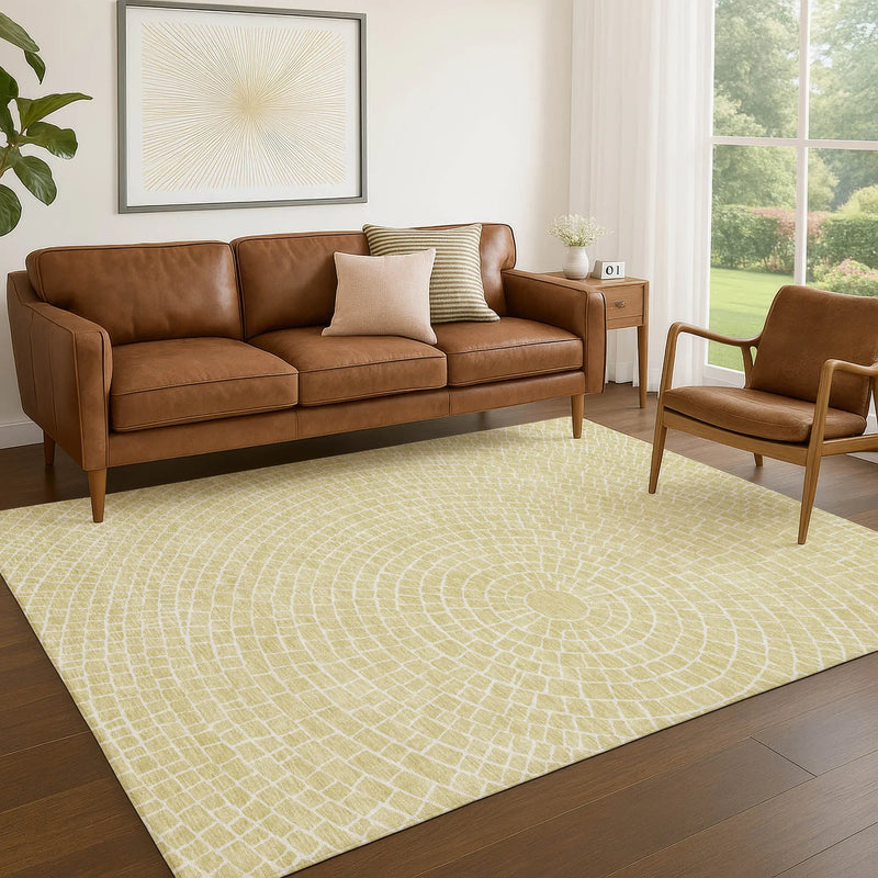 10' X 14' Wheat And Ivory Geometric Washable Indoor Outdoor Area Rug Homeroots Outdoor