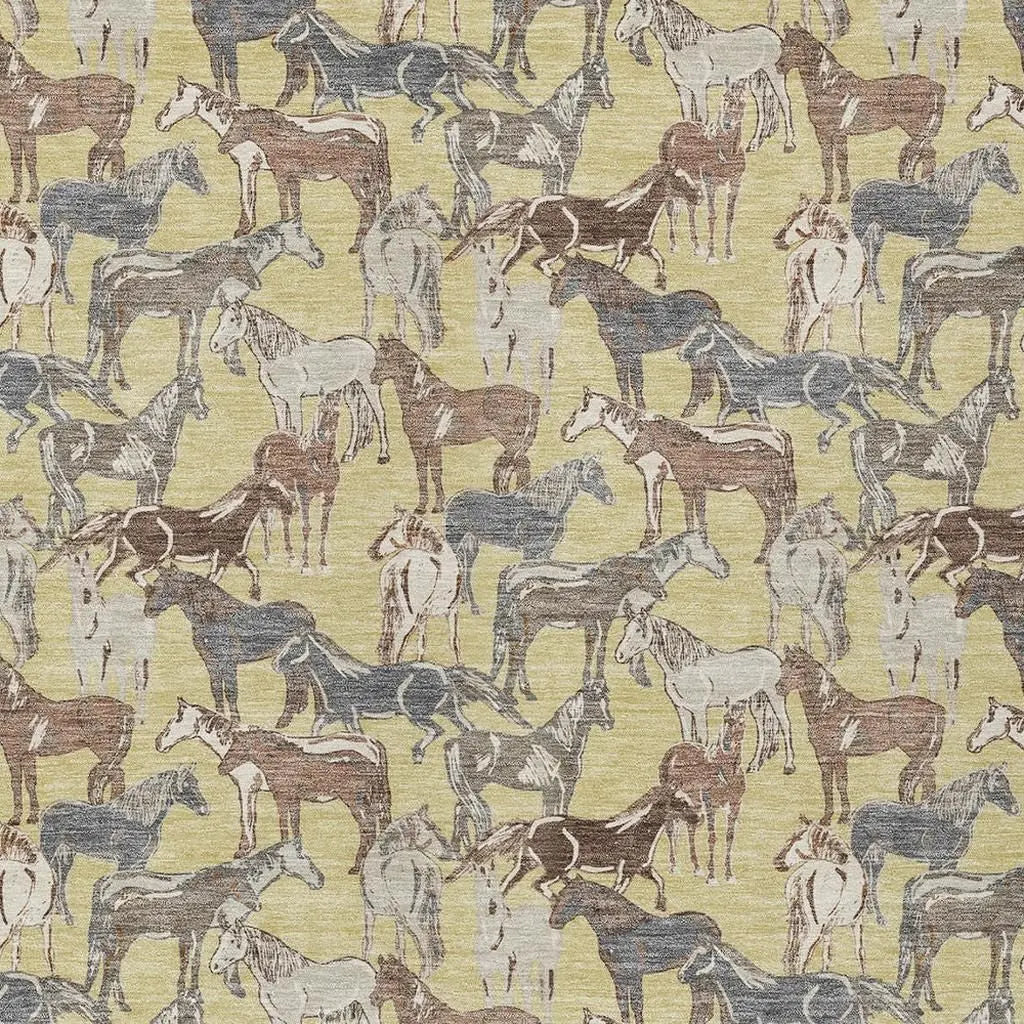 10' X 14' Wheat And Taupe Horse Washable Indoor Outdoor Area Rug Homeroots Outdoor
