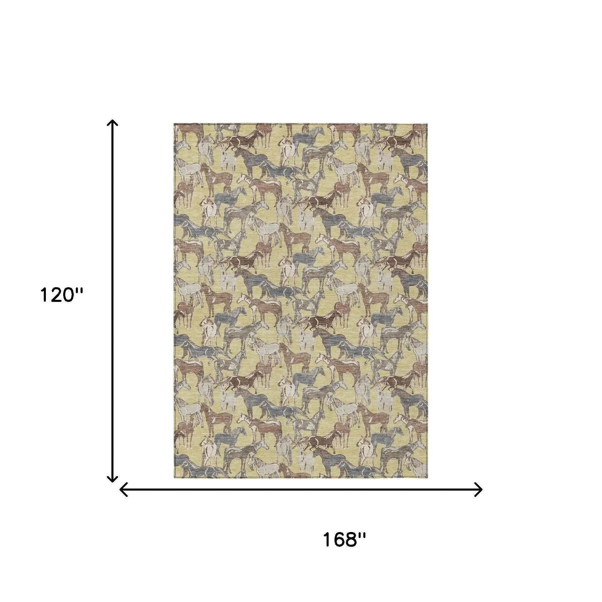 10' X 14' Wheat And Taupe Horse Washable Indoor Outdoor Area Rug Homeroots Outdoor