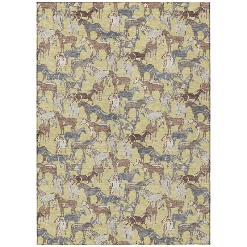 10' X 14' Wheat And Taupe Horse Washable Indoor Outdoor Area Rug Homeroots Outdoor