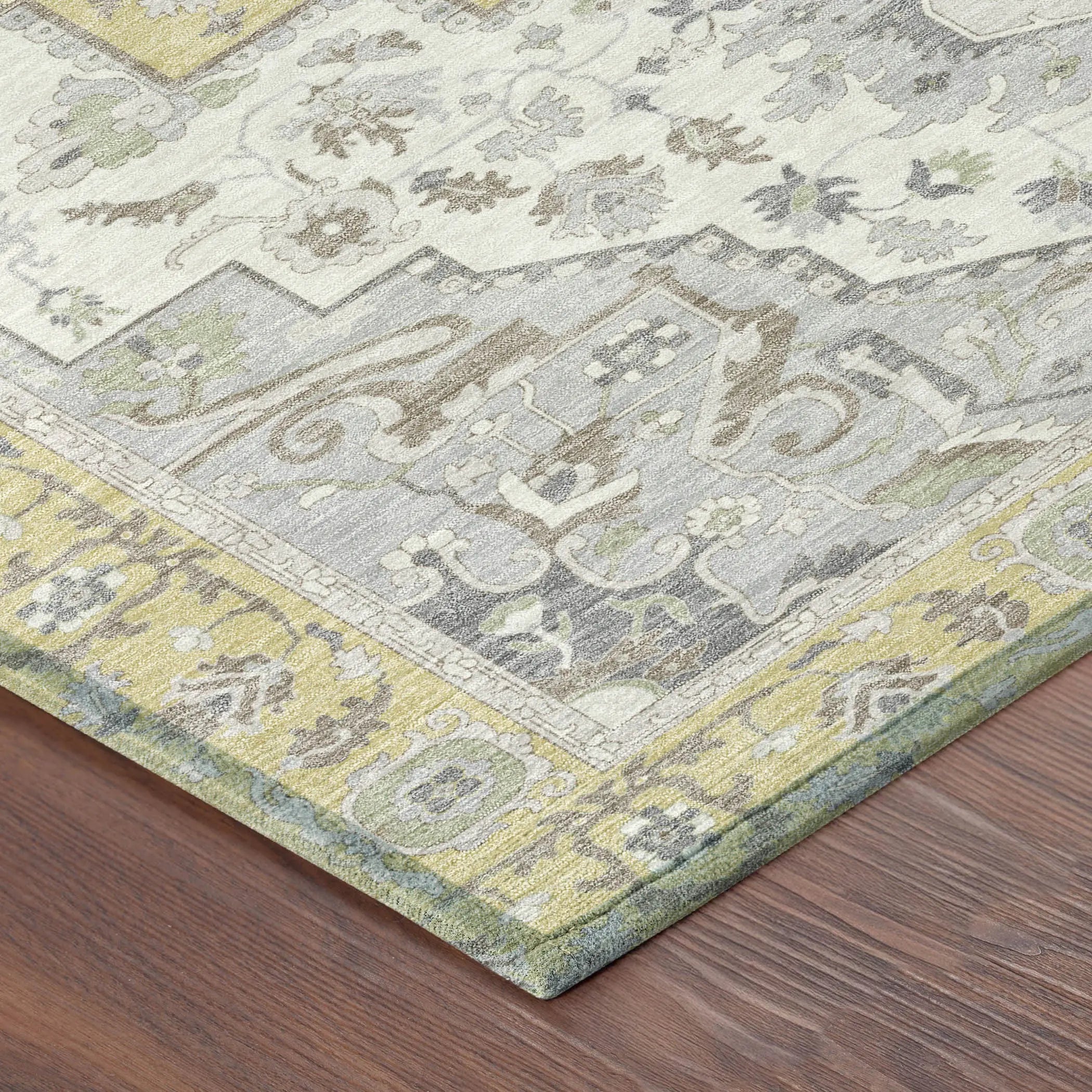 10' X 14' Wheat And Taupe Oriental Washable Indoor Outdoor Area Rug Homeroots Outdoor