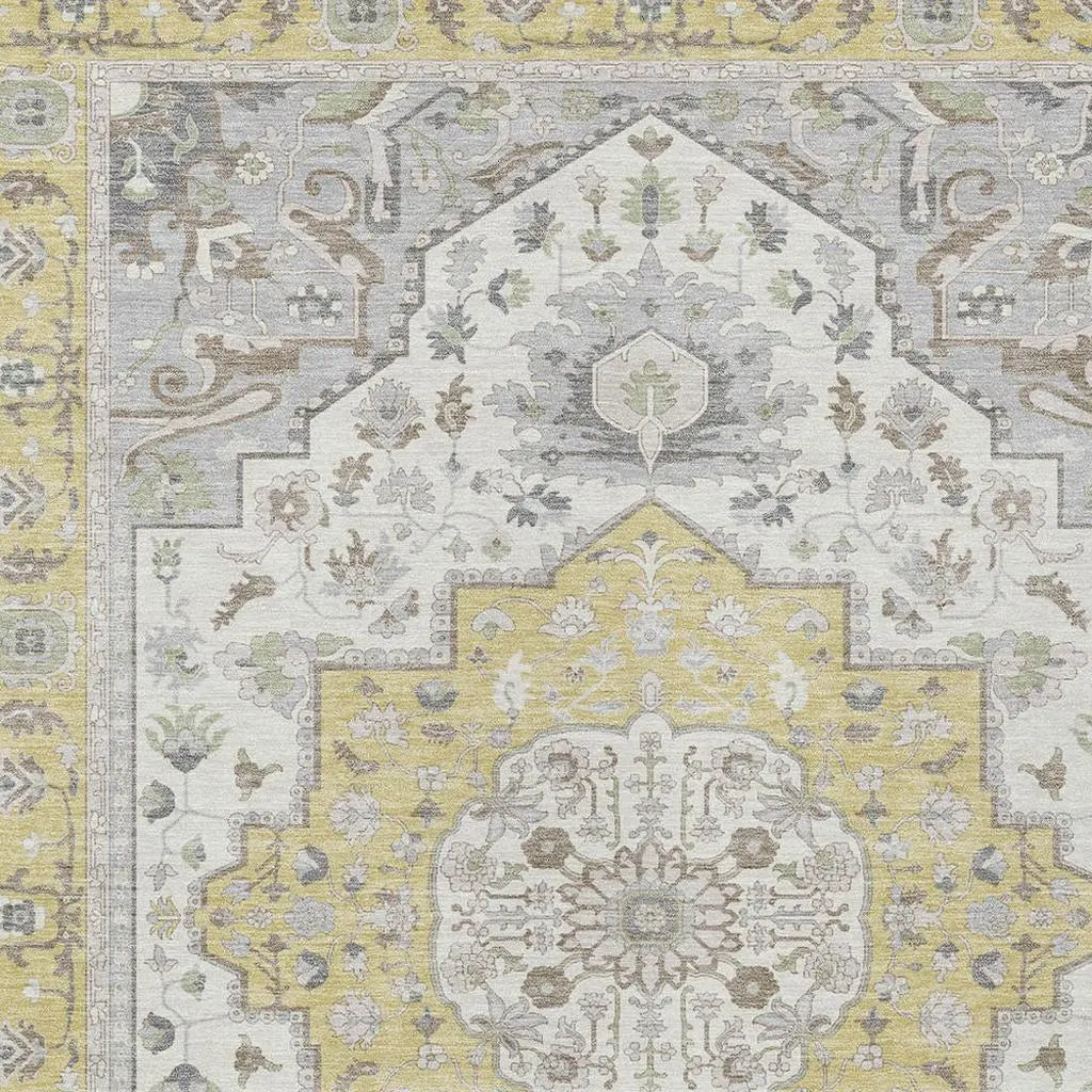 10' X 14' Wheat And Taupe Oriental Washable Indoor Outdoor Area Rug Homeroots Outdoor