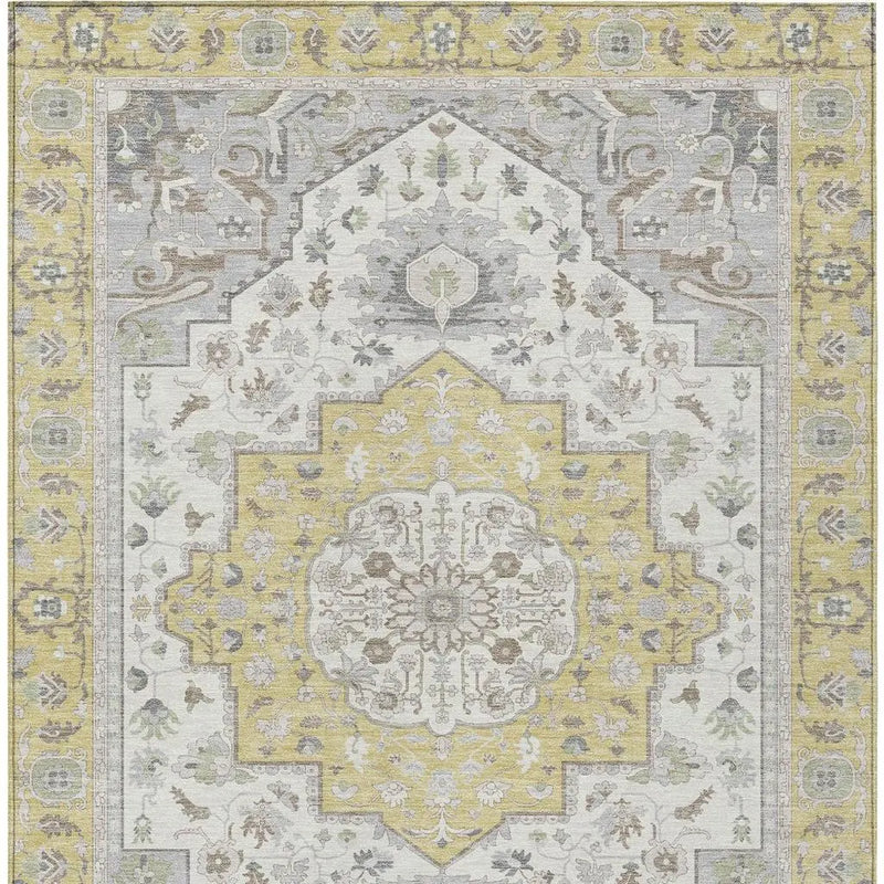 10' X 14' Wheat And Taupe Oriental Washable Indoor Outdoor Area Rug Homeroots Outdoor