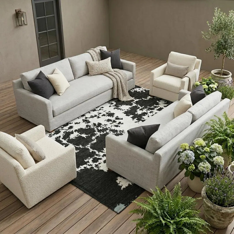 10' X 14' White And Ivory Abstract Washable Indoor Outdoor Area Rug Homeroots Outdoor
