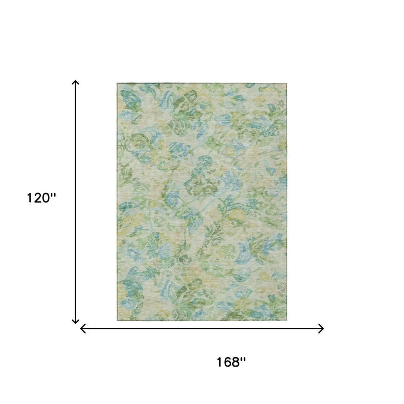 10' X 14' Yellow And Gold Floral Washable Indoor Outdoor Area Rug Homeroots Outdoor