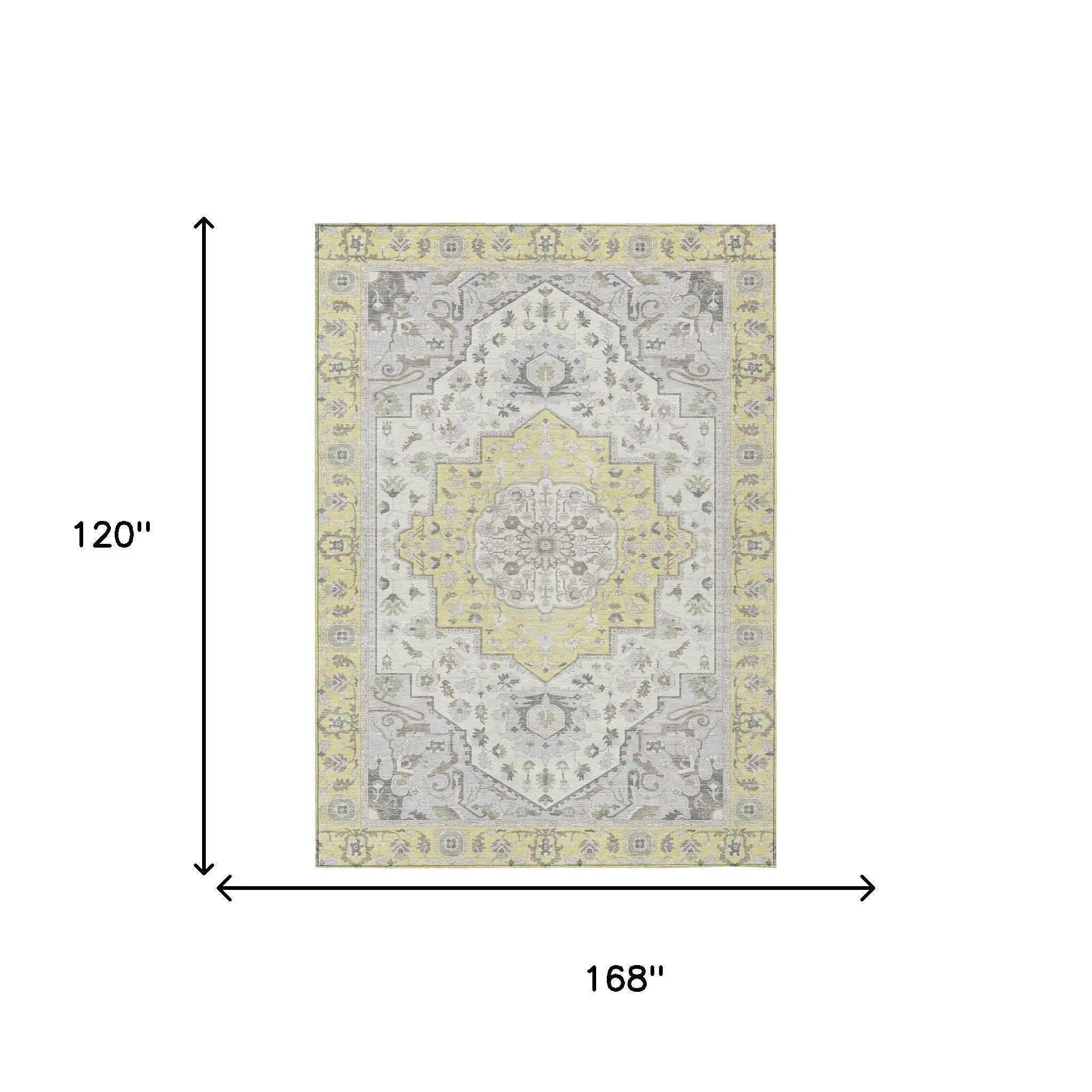 10' X 14' Yellow And Purple Oriental Washable Indoor Outdoor Area Rug Homeroots Outdoor