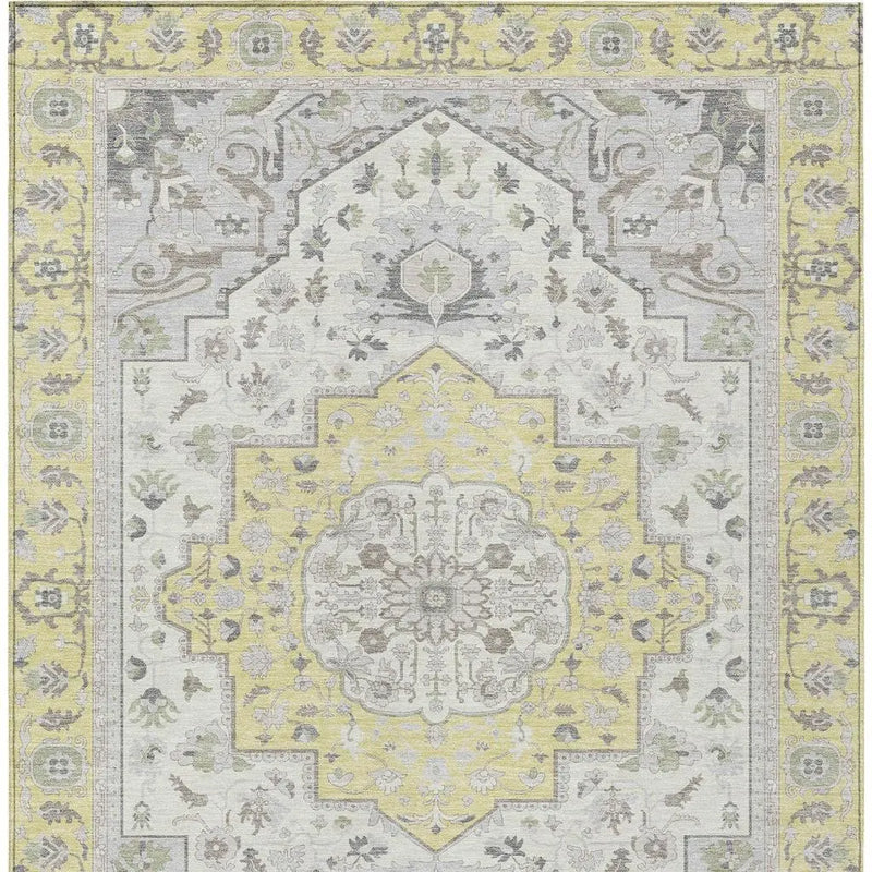 10' X 14' Yellow And Purple Oriental Washable Indoor Outdoor Area Rug Homeroots Outdoor