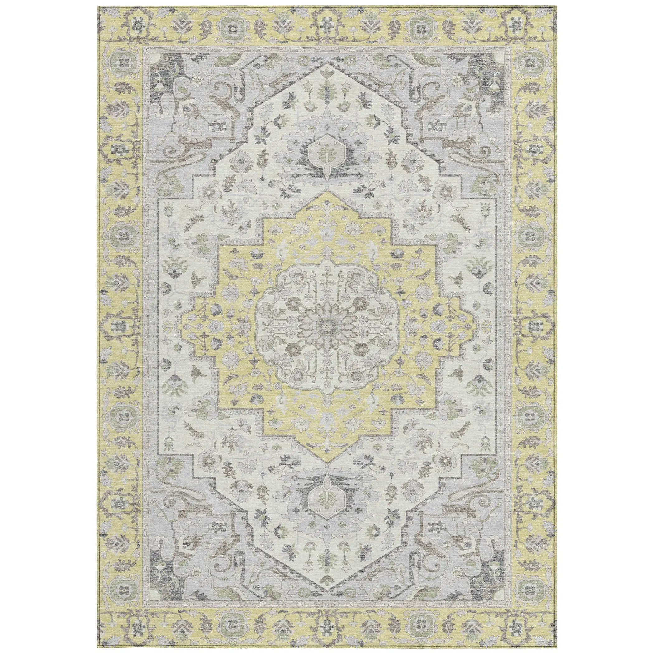 10' X 14' Yellow And Purple Oriental Washable Indoor Outdoor Area Rug Homeroots Outdoor