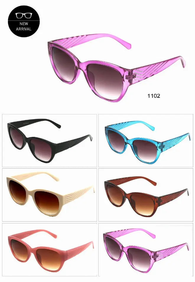 Stylish oversized sunglasses in pink, black, beige, blue, brown, and red; made with durable plastic frames.