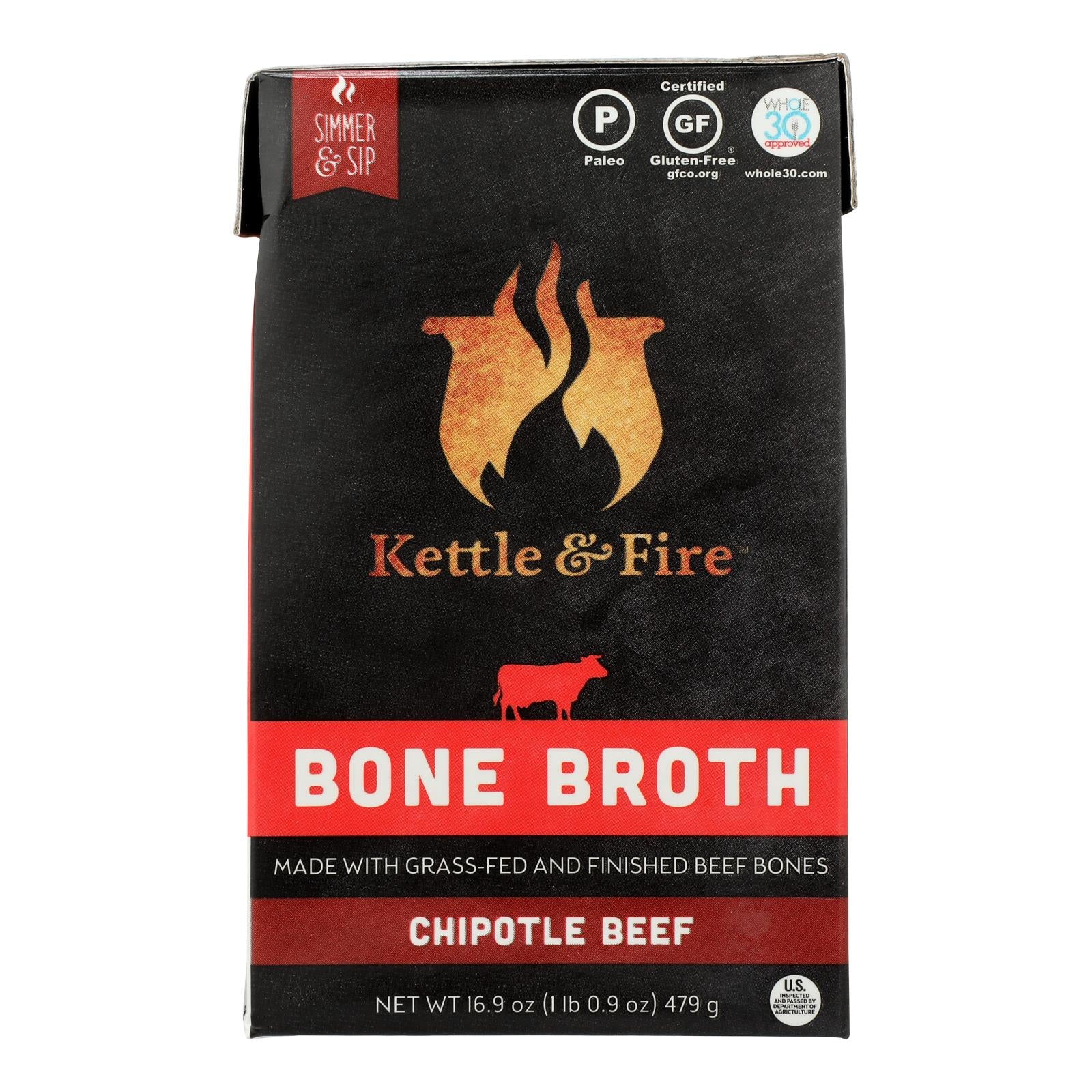 Kettle And Fire - Bone Broth Chipotle Beef - Case Of 6 - 16.9 Oz - GreatEagleInc