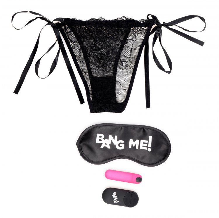 Bang! Power Panty Lace Panties Bullet & Blindfold Kit Pink - GreatEagleInc