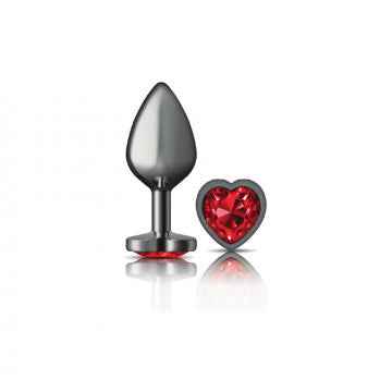 Cheeky Charms Heart Deep Red Gunmetal Butt Plug