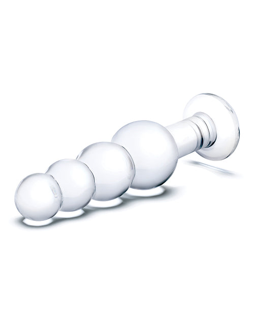 Glas 7.25" Glass Beaded Butt Plug - Clear - GreatEagleInc