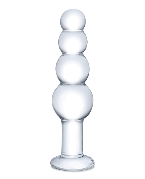 Glas 7.25" Glass Beaded Butt Plug - Clear - GreatEagleInc