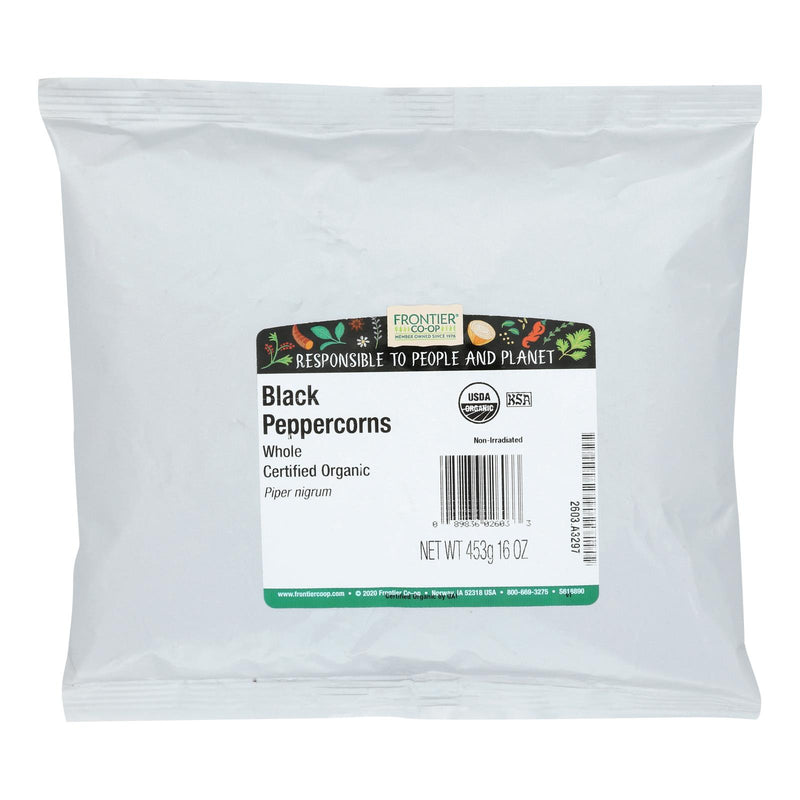 Frontier Herb Peppercorns Organic Whole Black - Single Bulk Item - 1lb - Eco-Friendly Home & Grocery