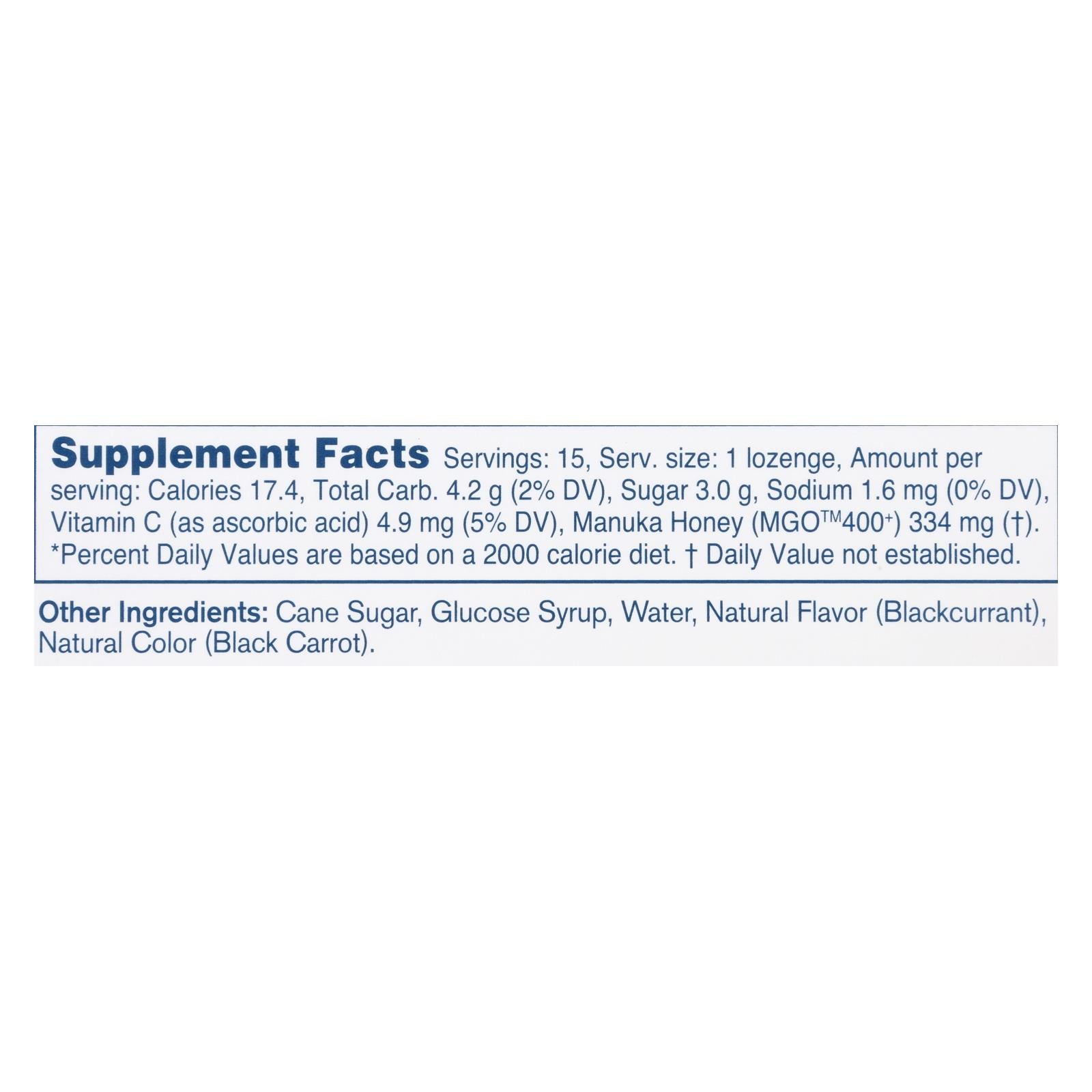 Manuka Health - Loz Honey Mgo 400+ Blkcrnt - 1 Each 1-15 Ct - GreatEagleInc