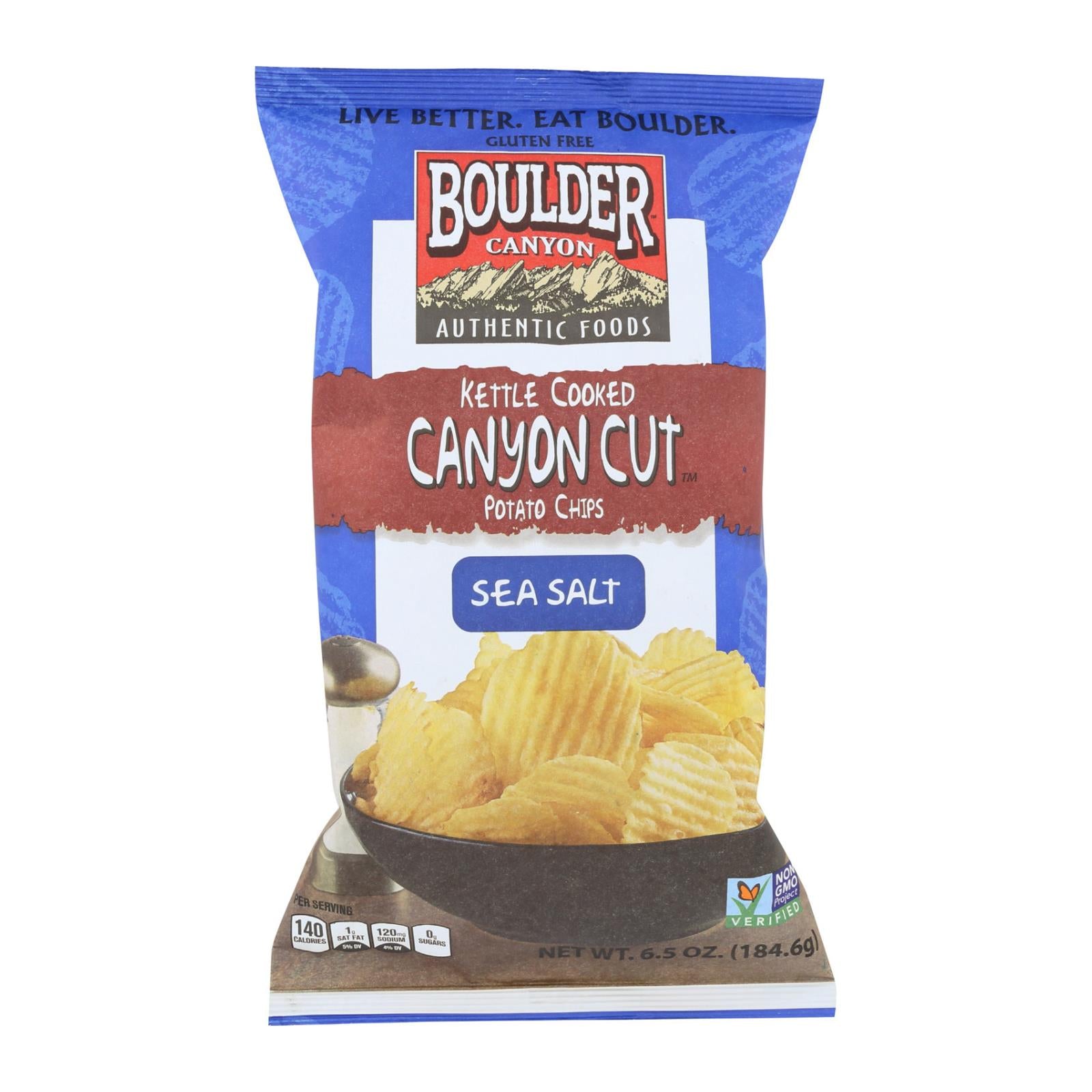 Boulder Canyon - Kettle Cooked Canyon Cut Potato Chips -natural - Case Of 12 - 6.5 Oz - GreatEagleInc