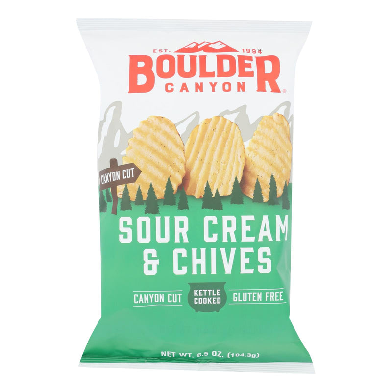 Boulder Canyon - Kettle Cooked Canyon Cut Potato Chips -sour Cream & Chives - Case Of 12 - 6.5 Oz - GreatEagleInc