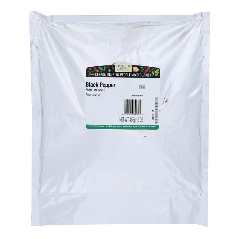 Frontier Herb Pepper Black Medium Grind Dustless 30 Mesh - Single Bulk Item - 1lb - Eco-Friendly Home & Grocery