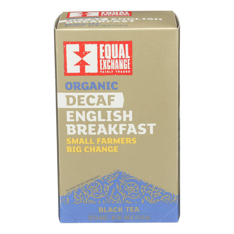 Equal Exchange Organic Decaf Black Tea - English Breakfast - Case Of 6 - 20 Bags - GreatEagleInc