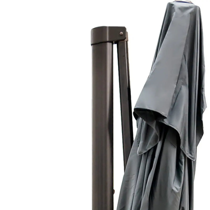 113" Dark Gray Polyester Rectangular Tilt Cantilever Patio Umbrella With Stand Homeroots Outdoor