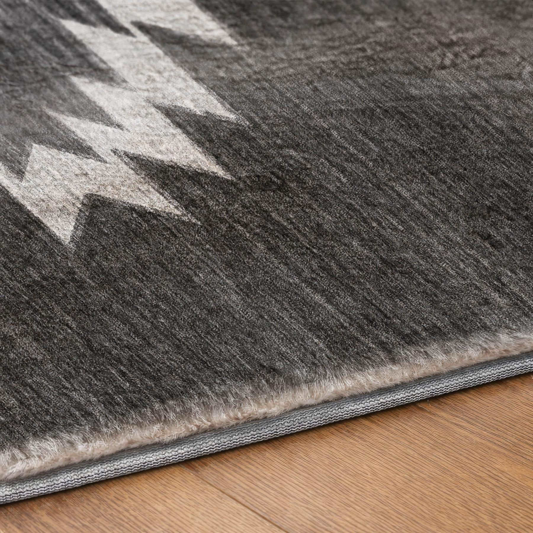 10' X 14' Midnight And Charcoal Geometric Shag Washable Area Rug With UV Protection - Home & Garden