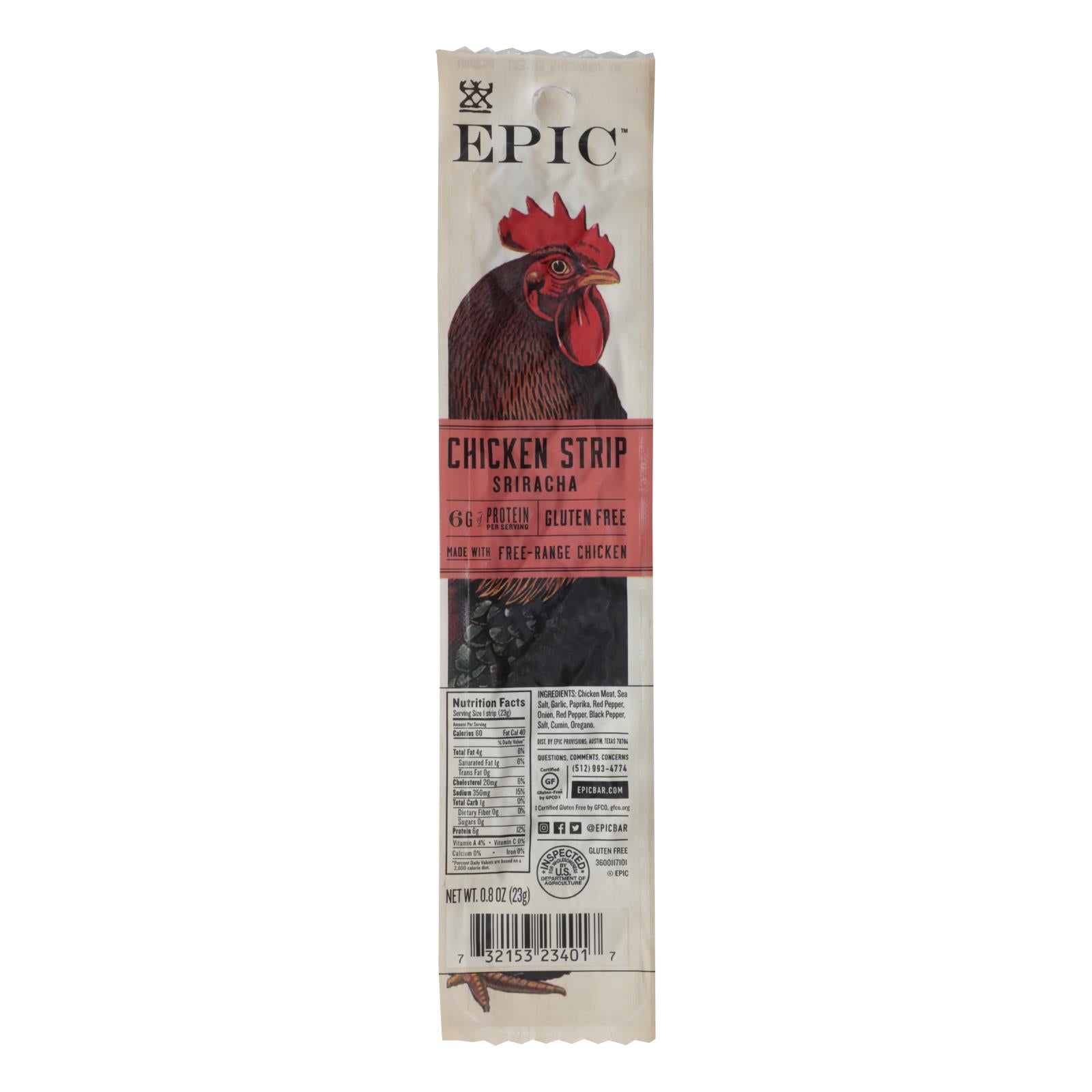 Epic - Strip Chicken Sriracha - Case Of 20 - 0.80 Oz - GreatEagleInc