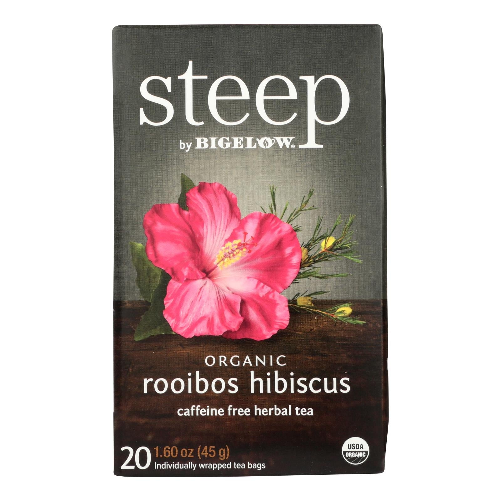 Steep By Bigelow Organic Rooibos Hibiscus Tea  - Case Of 6 - 20 Bags - GreatEagleInc