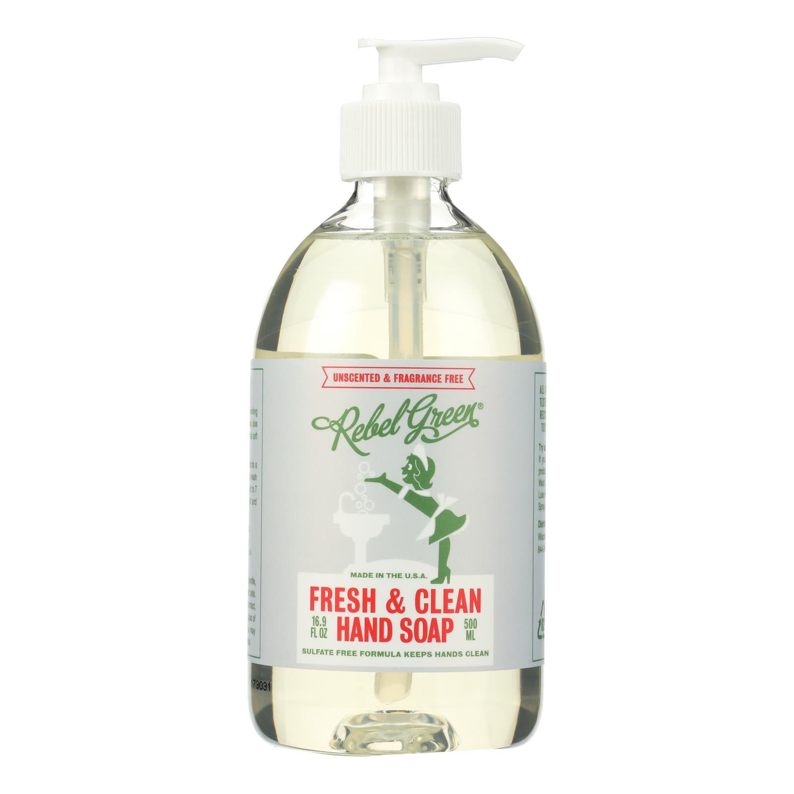 Rebel Green Hand Soap - Unscented - Case Of 4 - 16.9 Fl Oz - GreatEagleInc