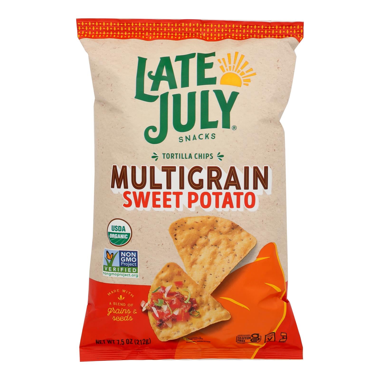 Late July Snacks - Tort Chip Veg Sweet Potato - Case Of 12-7.5 Oz - GreatEagleInc