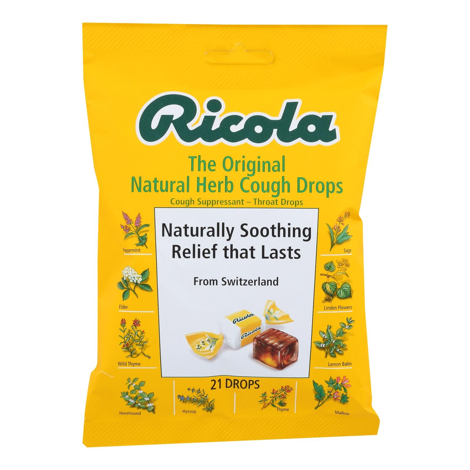 Ricola - Cough Drop Original Herb - Case Of 8-21 Ct - GreatEagleInc