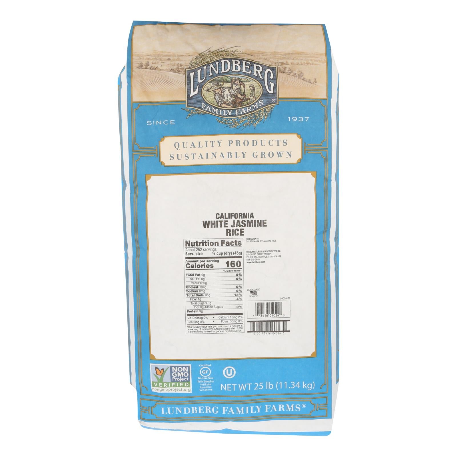 Lundberg Family Farms Ecofarmed Rice Jasmine White - Single Bulk Item - 25lb - GreatEagleInc